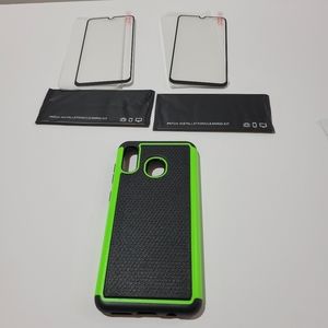 Samsung Galaxy A20 A30 Phone Case black neon green.